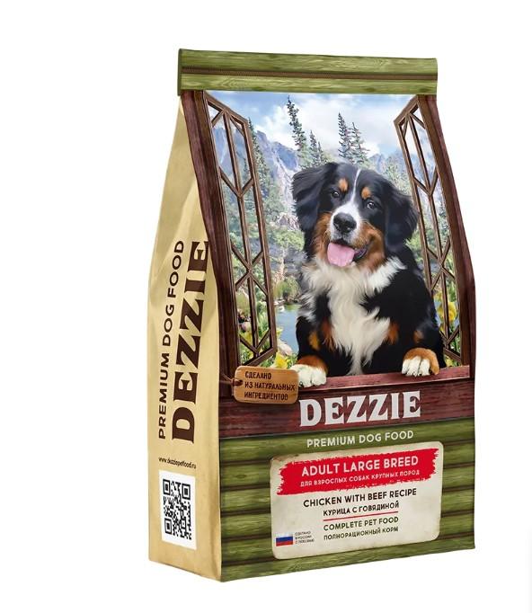 Dezzie Adult Large Breed Сухрй корм для взрослых собак крупных пород Курица с Говядиной 3кг