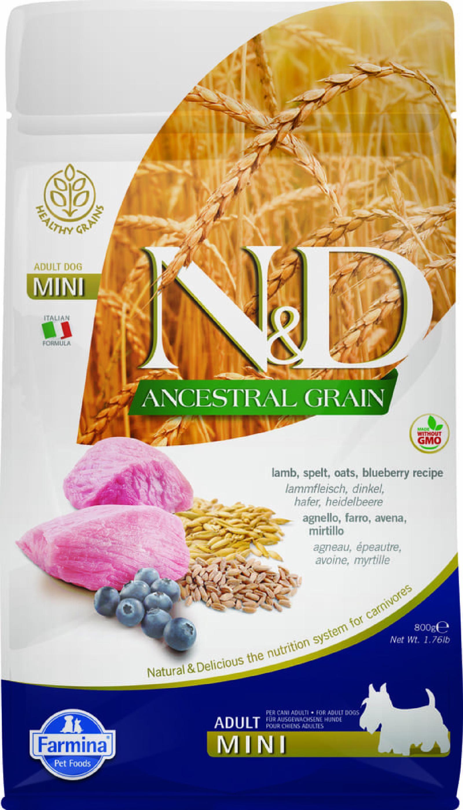 FARMINA Сухой низкозерновой корм для собак мелких пород ANCESTRAL GRAIN LINE ягненок,спельта,овес,черника Н&Д 11274 0,800 кг 38982, 10500100838