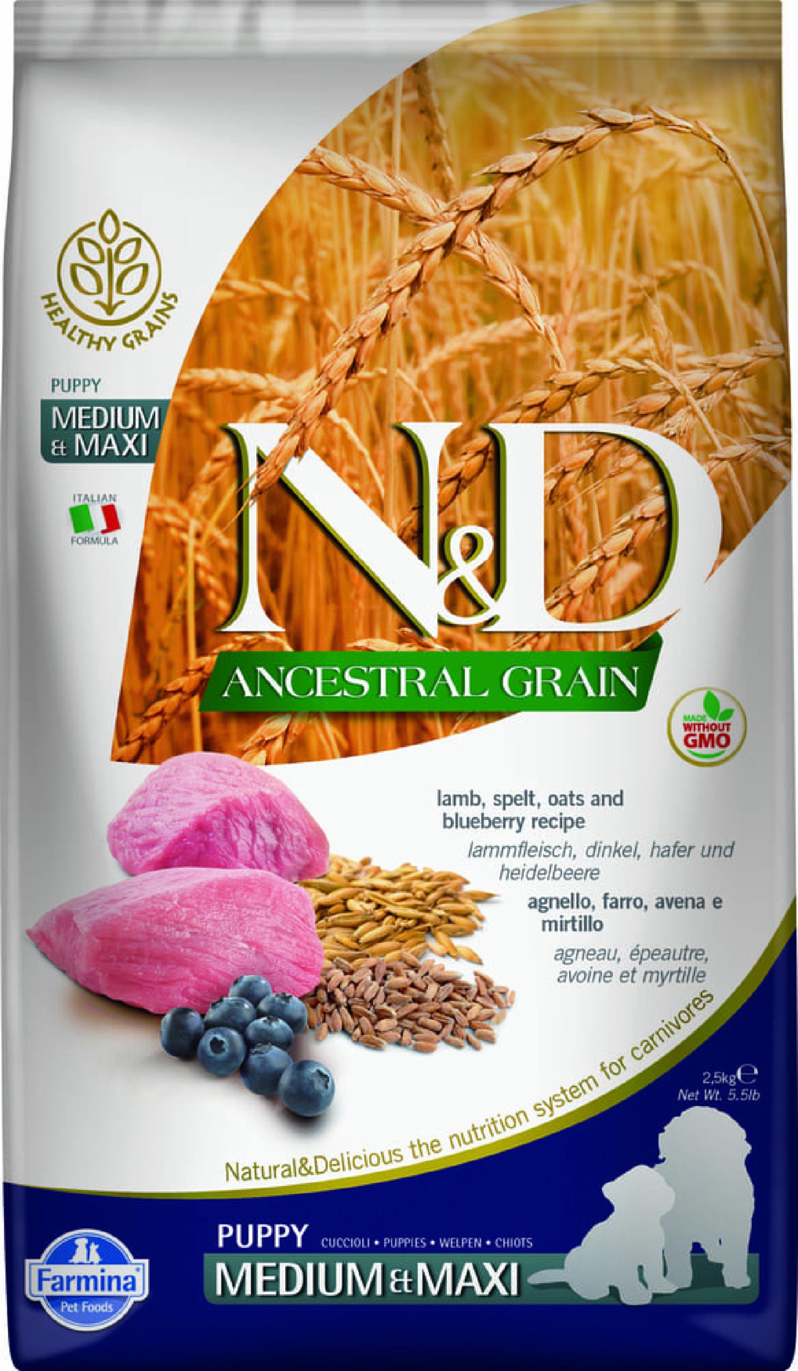 FARMINA Сухой низкозерновой корм для щенков всех пород ANCESTRAL GRAIN LINE ягненок,спельта,овес,черника Н&Д 11269 12.000 кг 38983, 11800100838