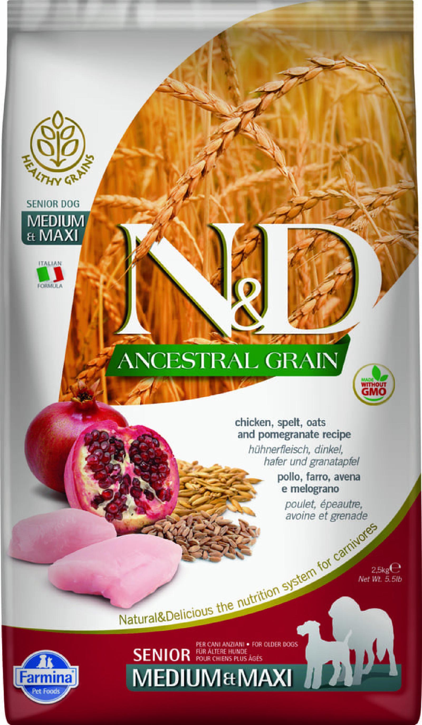 FARMINA Сухой низкозерновой корм для пожилых собак старше 7 лет всех пород ANCESTRAL GRAIN LINE курица с гранатом 11286 12,000 кг 38971, 17700100838