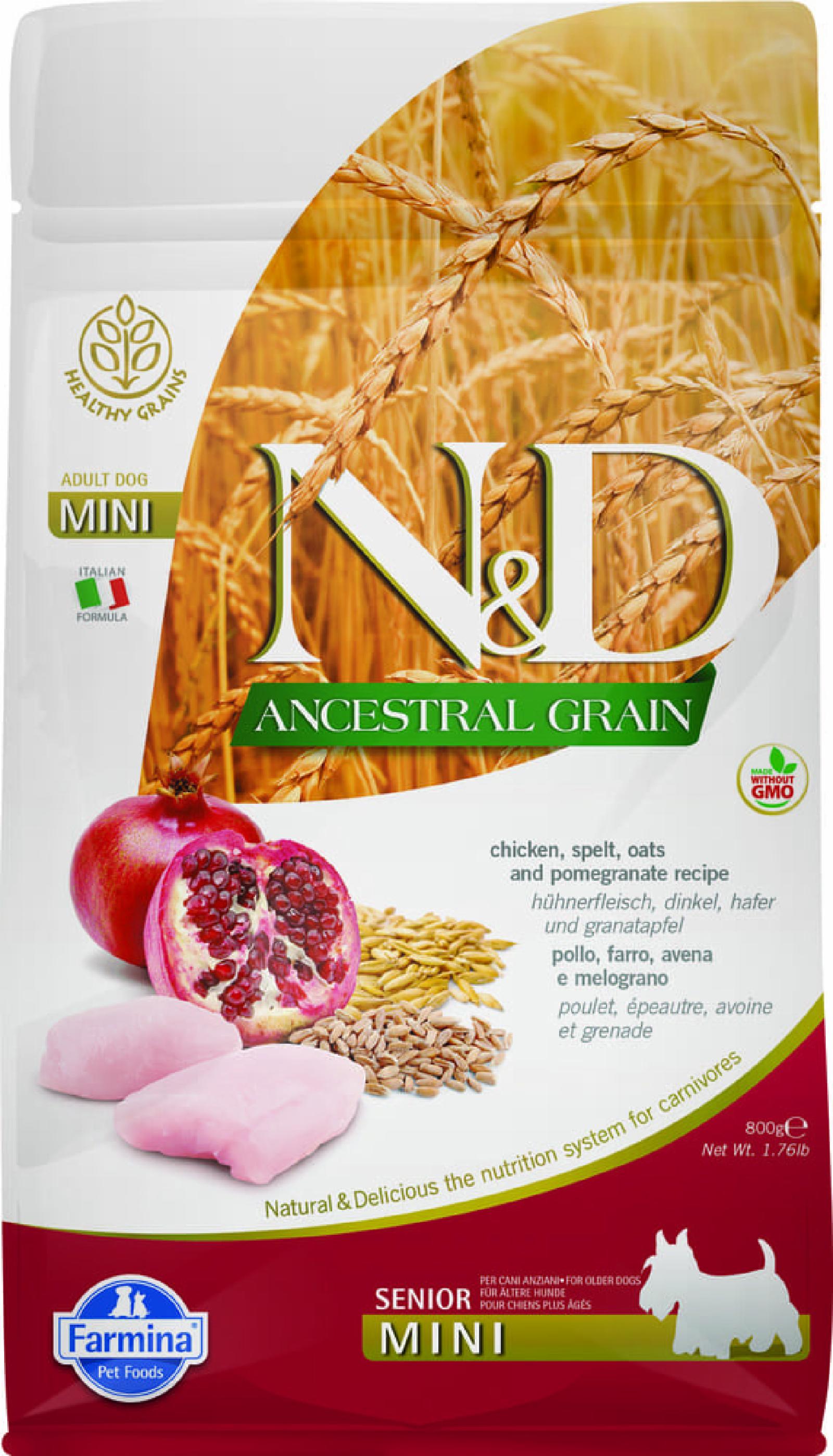 FARMINA Сухой низкозерновой корм для пожилых собак старше 7 лет мелких пород ANCESTRAL GRAIN LINE курица с гранатом 11283 2,500 кг 38973, 22500100838