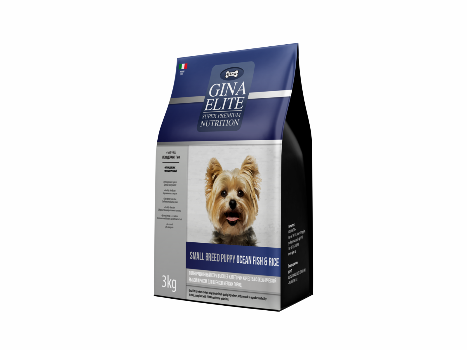 Gina Сухой корм с океанической рыбой и рисом для щенков мелких пород  Elite Small Breed Puppy Ocean Fish&Rice 4650188400657 3,000 кг 57307