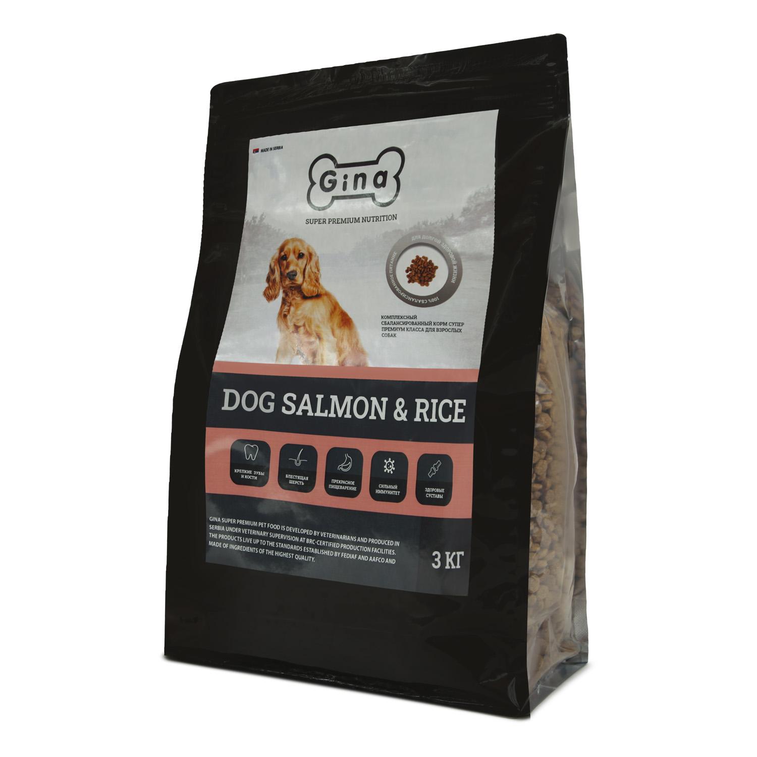 Корм для собак сухой Gina Dog Salmon & Rice лосось рис 3 кг всех пород, 402439стар