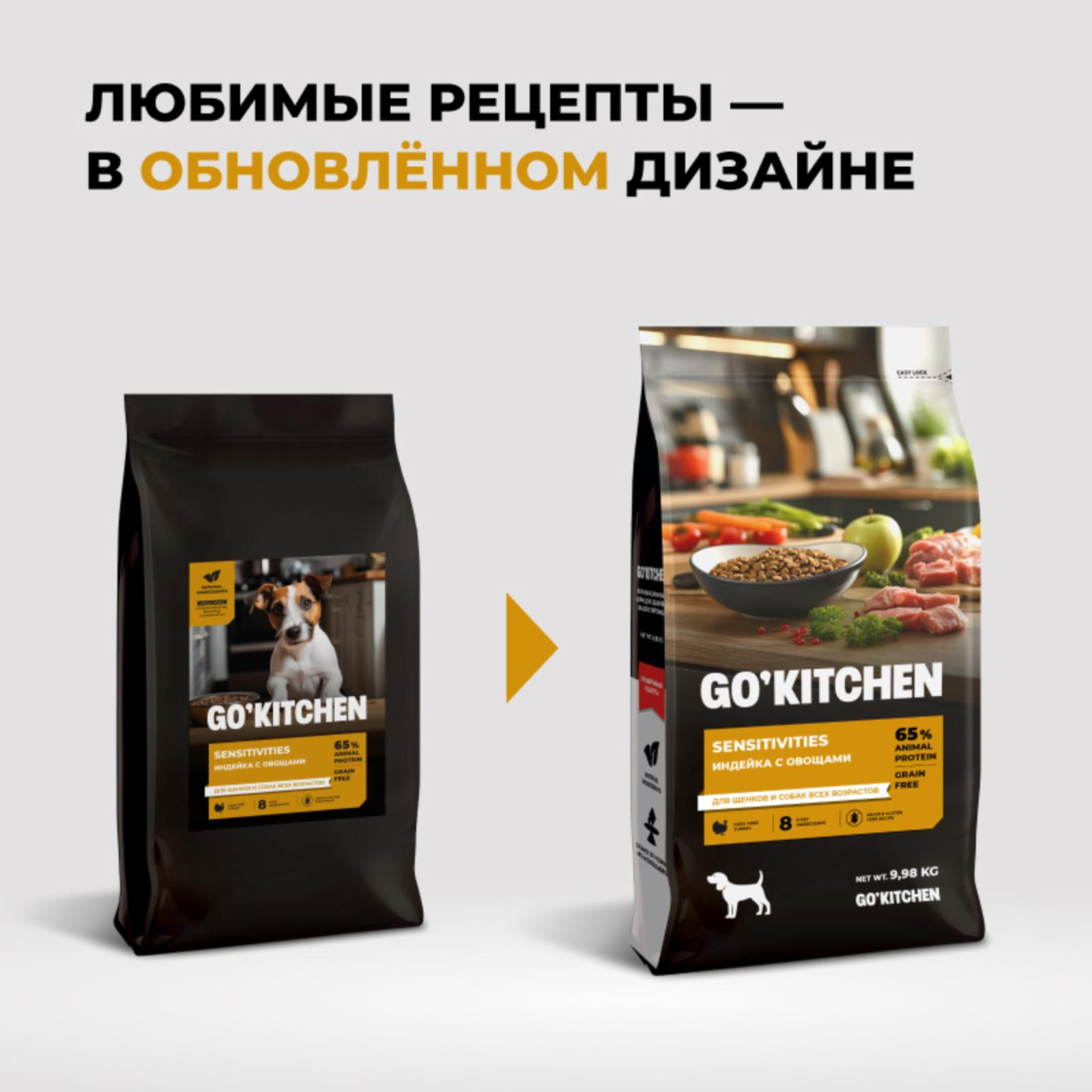 GOKITCHEN Беззерновой корм для щенков и собак с индейкой для чувствительного пищеварения SENSITIVITIES Turkey 9.980 кг 64665, 10300100674