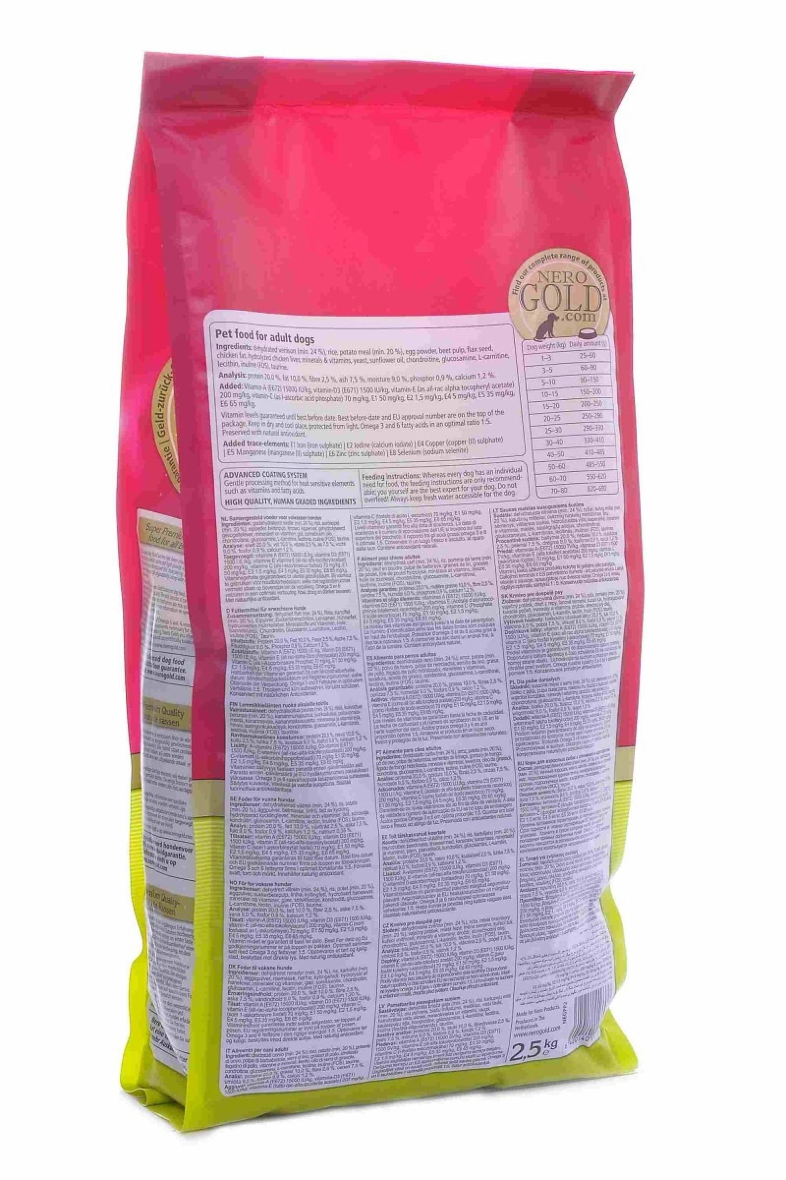 NERO GOLD super premium Для Взрослых собак c Олениной и сладким картофелем (Venison&Potato 2010) 12,000 кг 10073