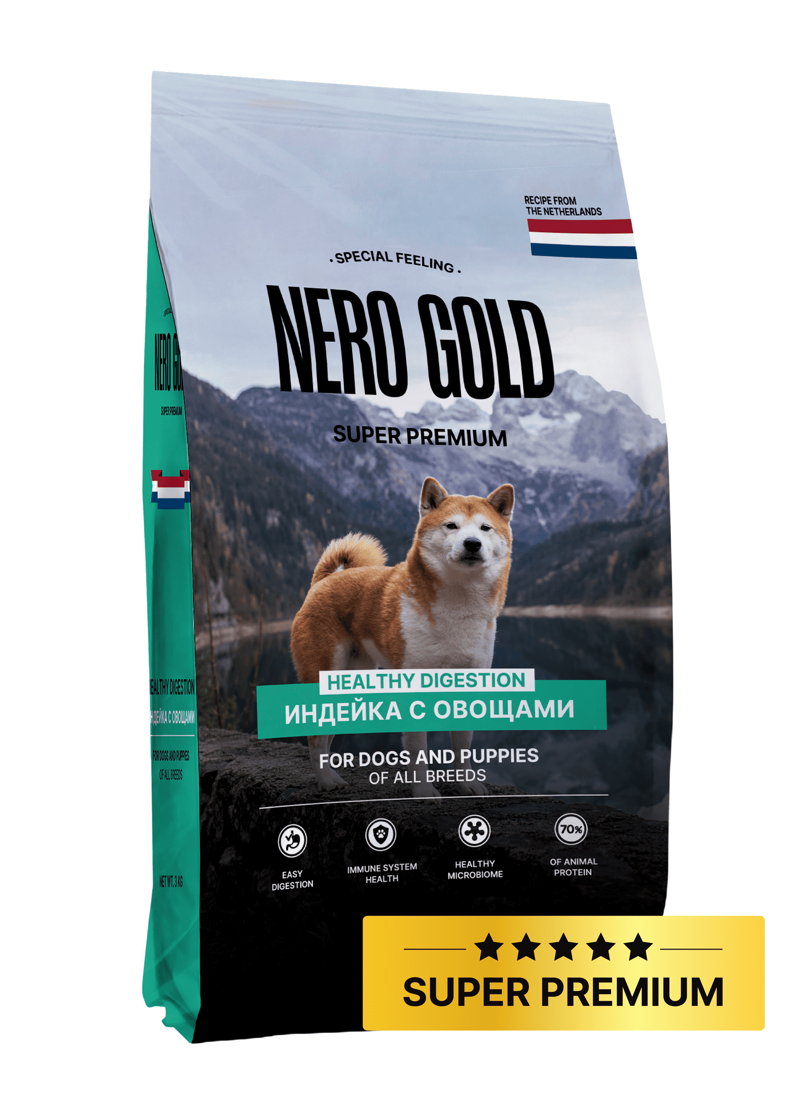 NERO GOLD super premium Полнорационный сухой корм для собак и щенков с мясом индейки и овощами 18.000 кг 66879, 3300100692