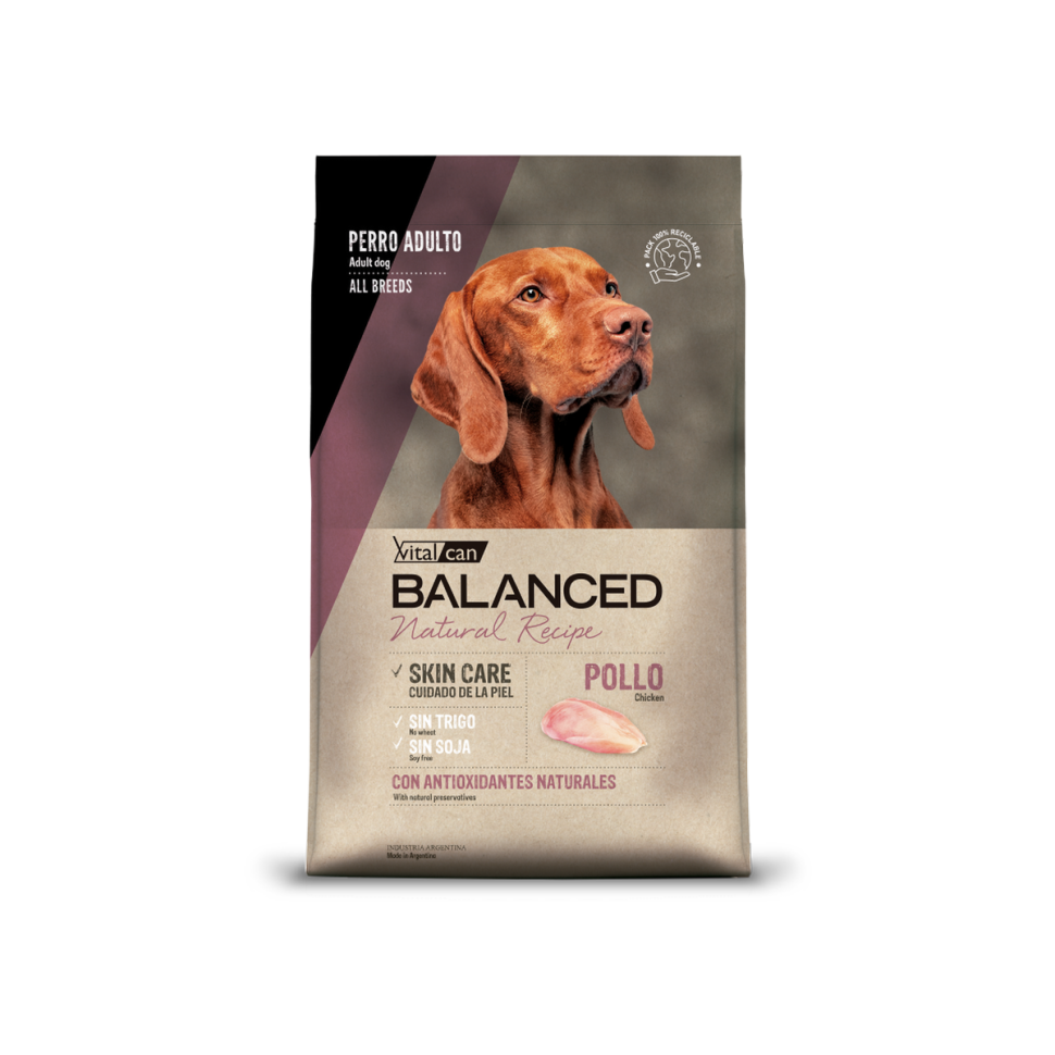 082 Виталкан Корм Balanced Dog Adult Natural Recipe для взрослых собак с курицей 3 кг, 00-00001274