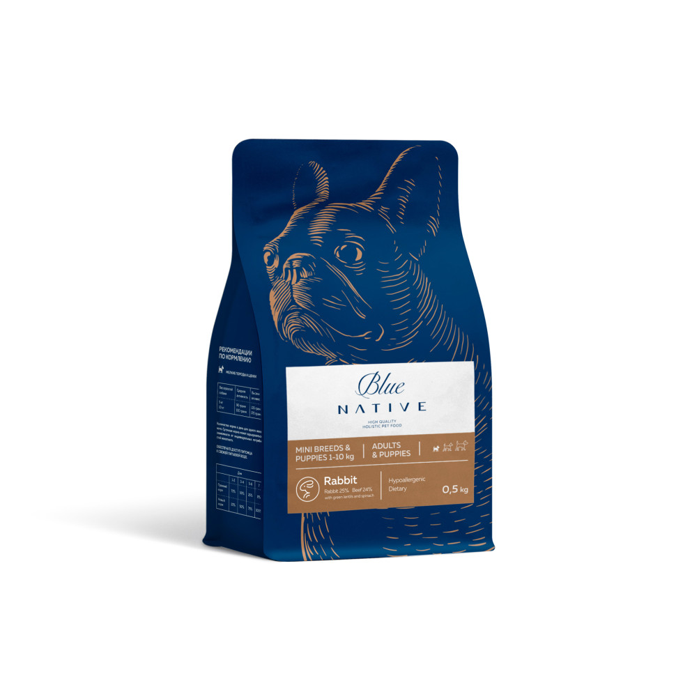 BLUE NATIVE HOLISTIC RABBIT 500 гр сухой корм для щенков и собак мелких пород кролик 1x22, 87245