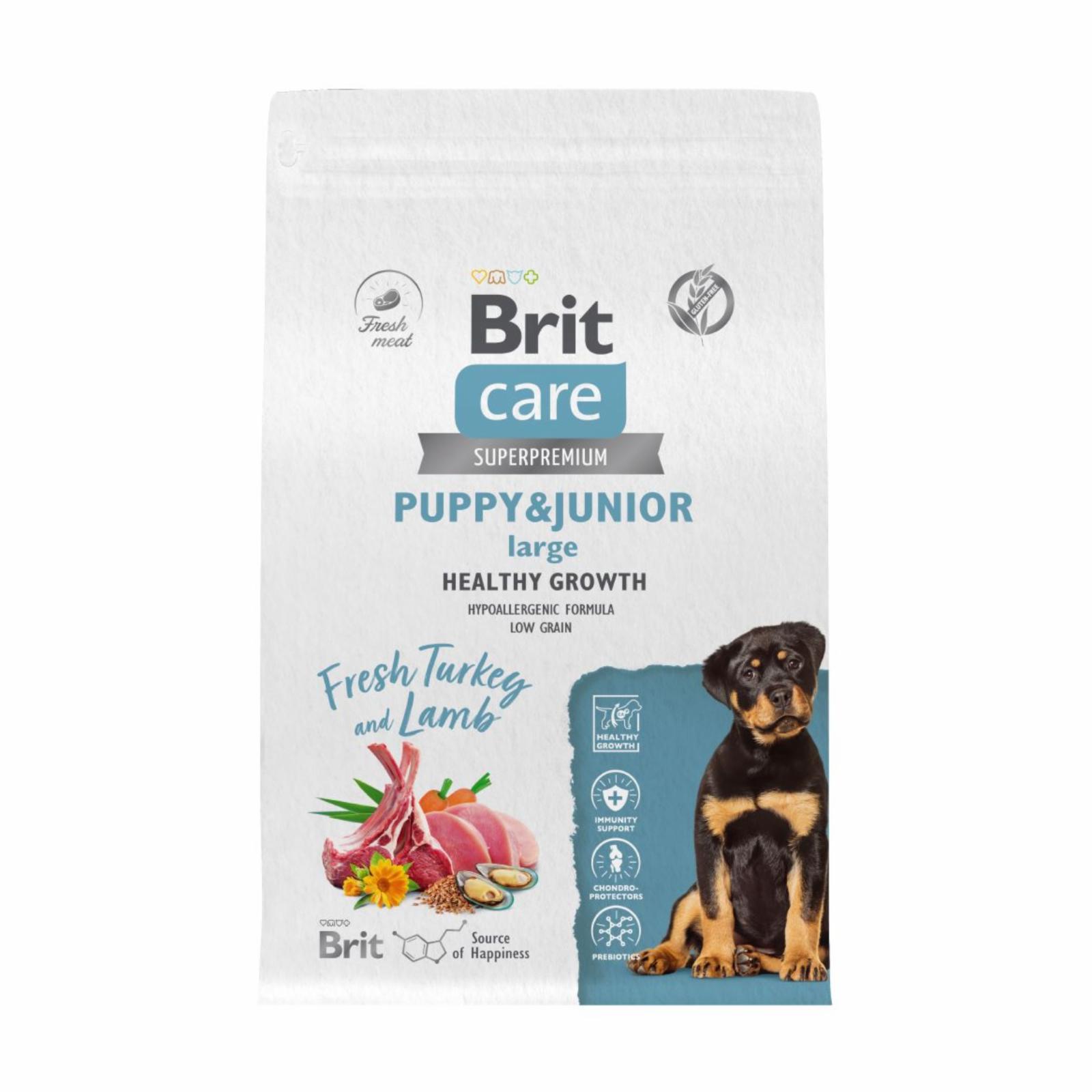 Brit Care Сухой корм Care Dog Puppy&Junior L Healthy Growth с индейкой и ягненком для щенков крупных пород 5066315 1.500 кг 63714