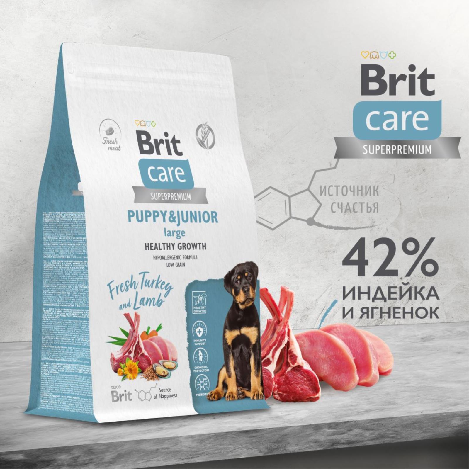 Brit Care Сухой корм Care Dog Puppy&Junior L Healthy Growth с индейкой и ягненком для щенков крупных пород 5066315 1.500 кг 63714