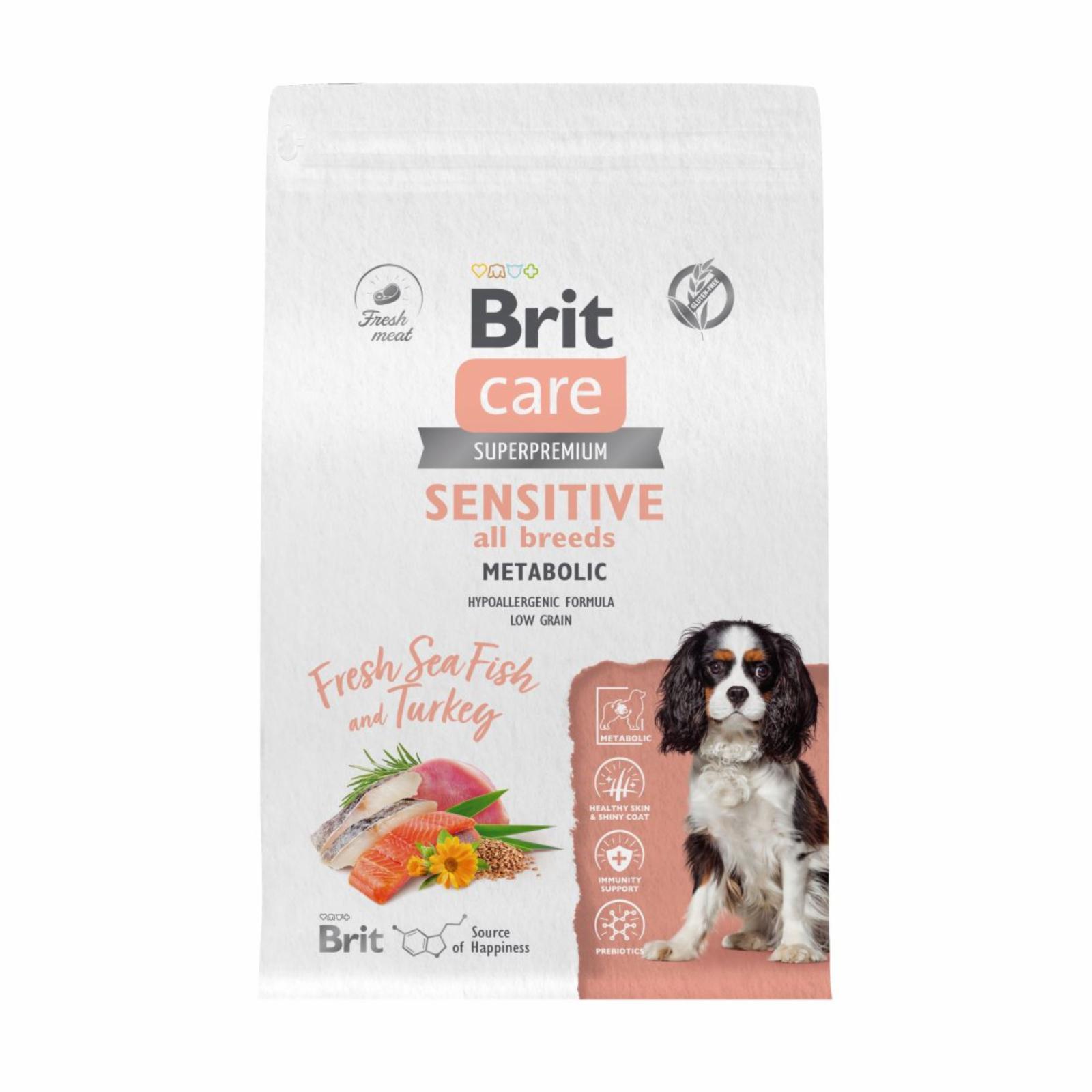 Brit Care Сухой корм Care Dog Adult Sensitive Metabolic с морской рыбой и индейкой для взрослых собак всех пород 5066421 1.500 кг 63720