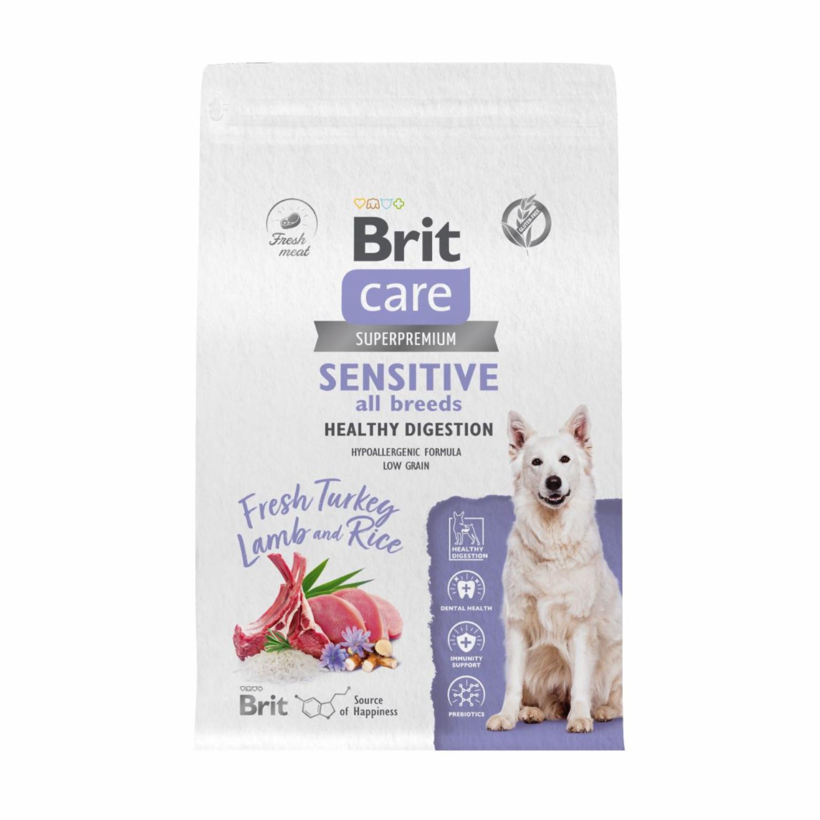 Brit Care Сухой корм Care Dog Adult Sensitive Healthy Digestion с  индейкой и ягненком  для взрослых собак всех пород 5066476 12.000 кг 63731