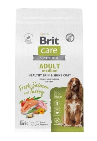 Brit Care Сухой корм Care Dog Adult M Healthy Skin&Shiny Coat с  лососем и индейкой для взрослых собак средних пород 5066353 3,000 кг 63724, 28300100435