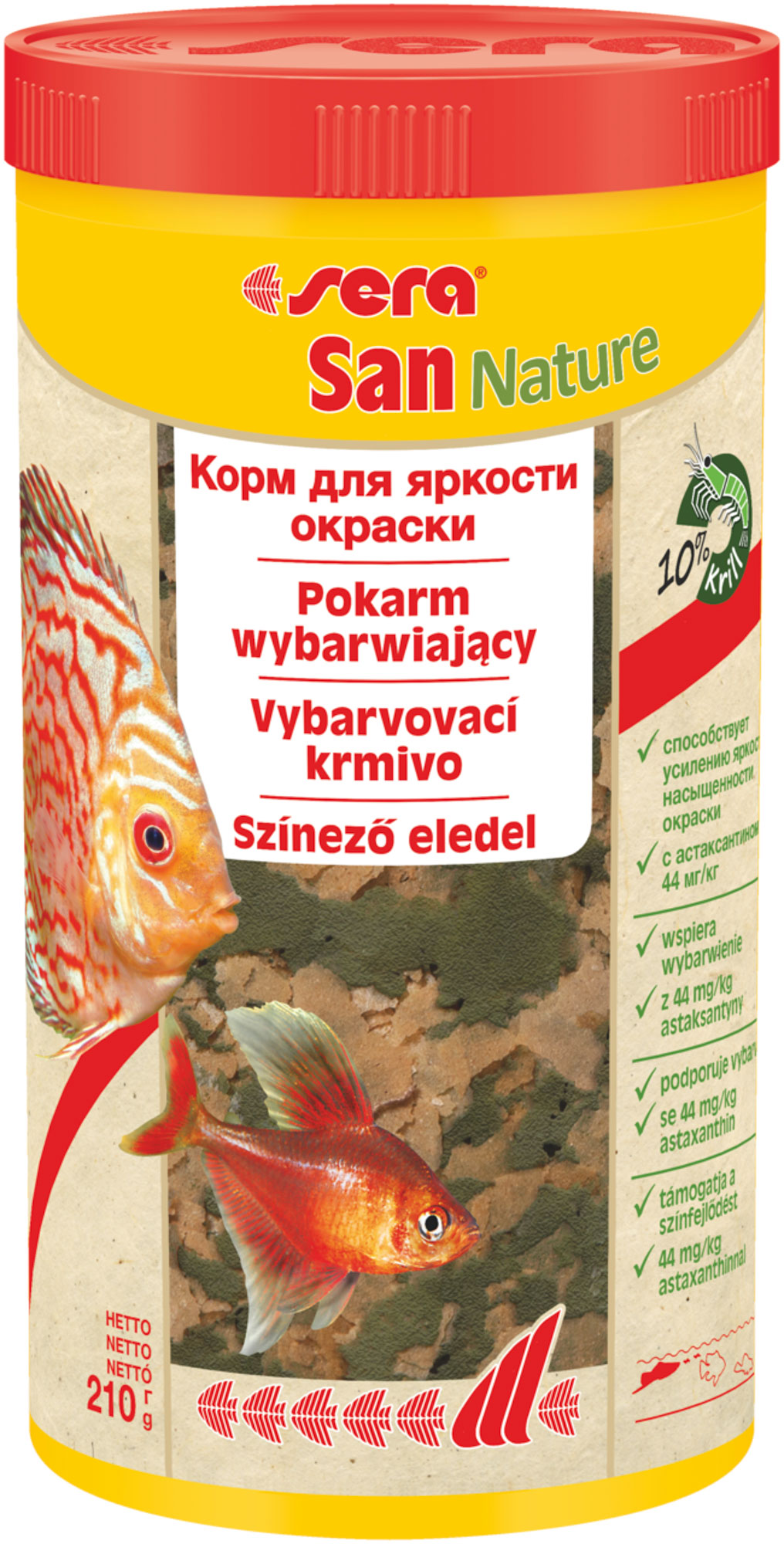 Сера Корм для рыб основной в хлопьях SAN NATURE 1000 мл 210 г (улучшает окраску)