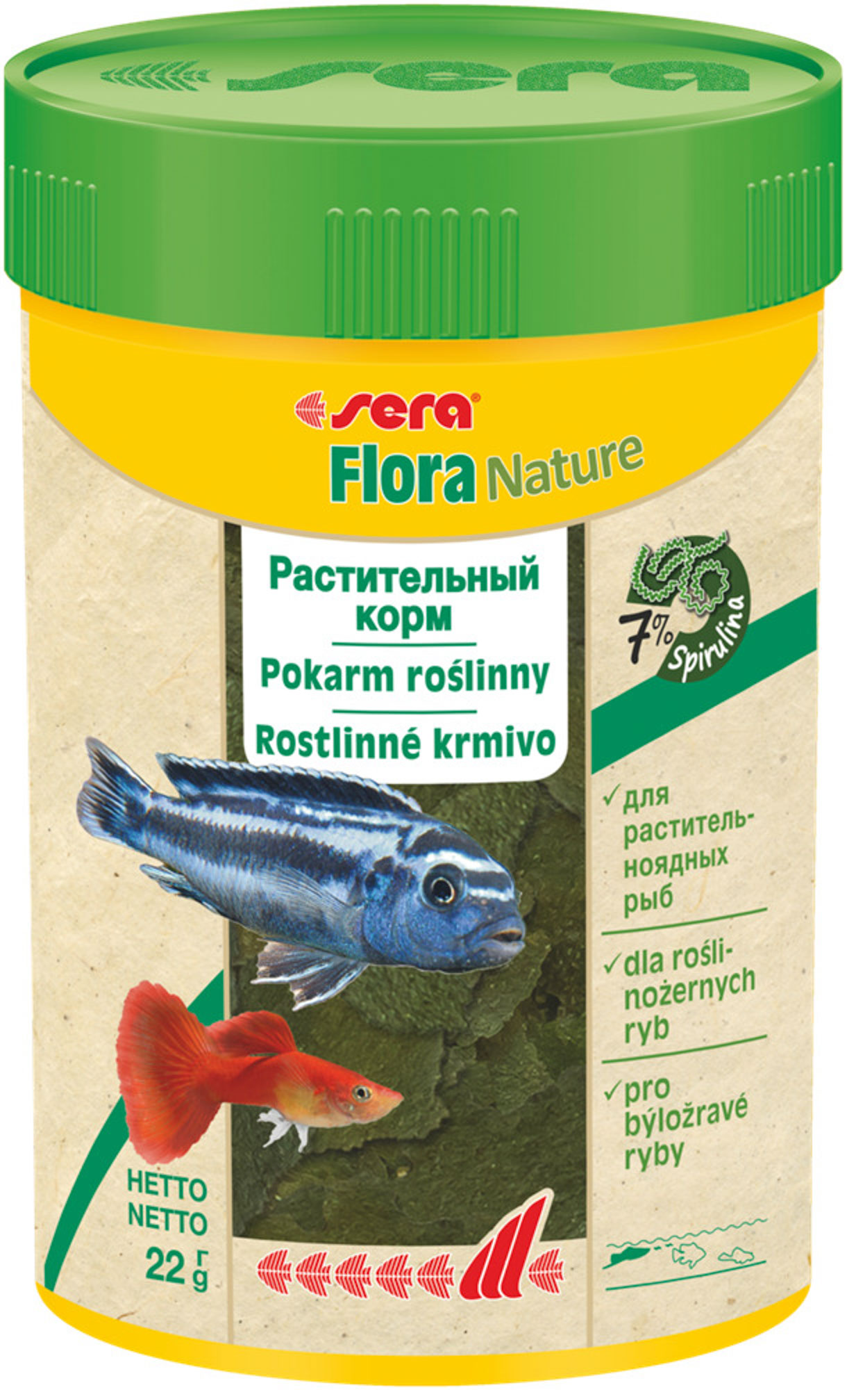Сера Корм для рыб растительный в хлопьях FLORA NATURE 100 мл 22 г, S32244
