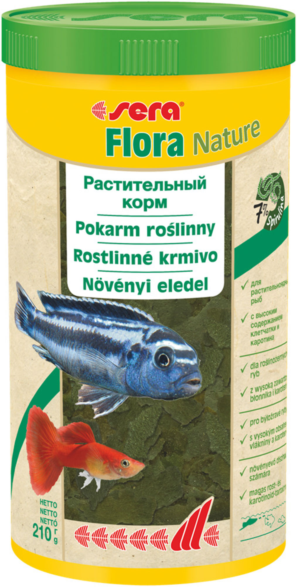 Сера Корм для рыб растительный в хлопьях FLORA NATURE 1000 мл 210 г, S32246