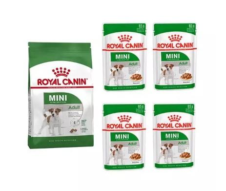 ROYAL CANIN Комплект Мини Эдалт сухой корм для собак 2 кг + паучи 4X85 г 3057027