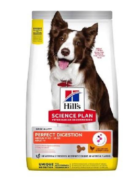 Hills Science Plan Сухой корм для взрослых собак Идеальное пищеварение(Perfect Digestion) 605970 14 кг 55147, 5300100684