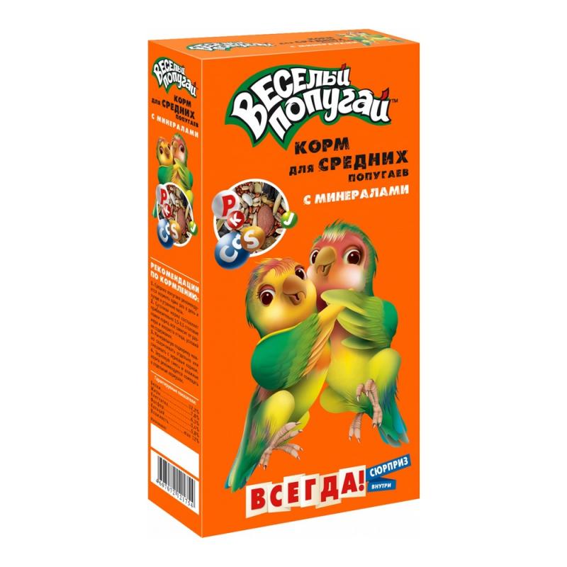 ВЕСЕЛЫЙ ПОПУГАЙ Корм для средних попугаев с минералами 450г, УТ-00004943