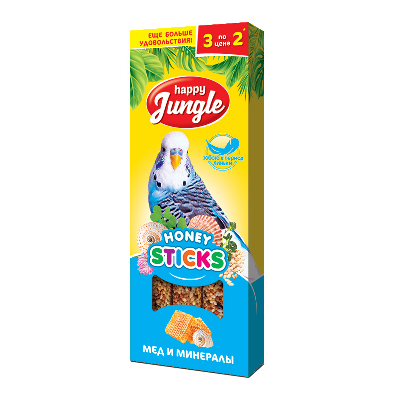 Happy Jungle Палочки дптиц мед и минералы 3 шт 90 гр J201 0,090 кг 64775