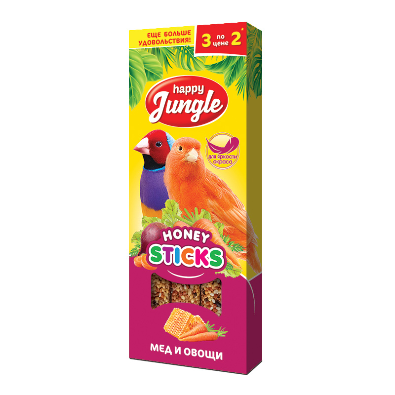Happy Jungle ВИА Палочки дптиц мед и овощи 3 шт 90 гр J205 0,090 кг 64779