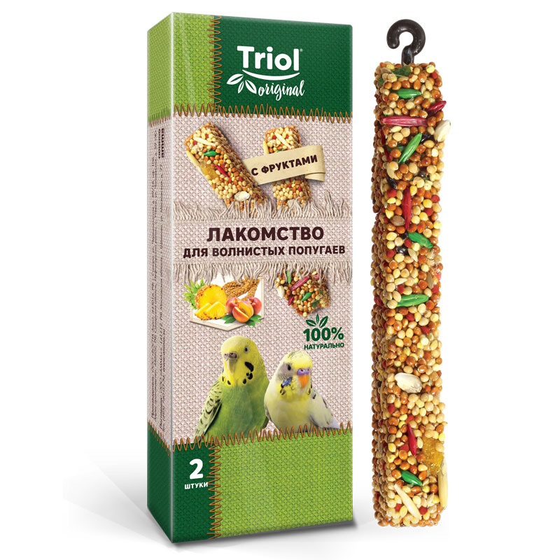 Лакомство для волнистых попугаев палочки с фруктами TRiOL original 2шт,83г
