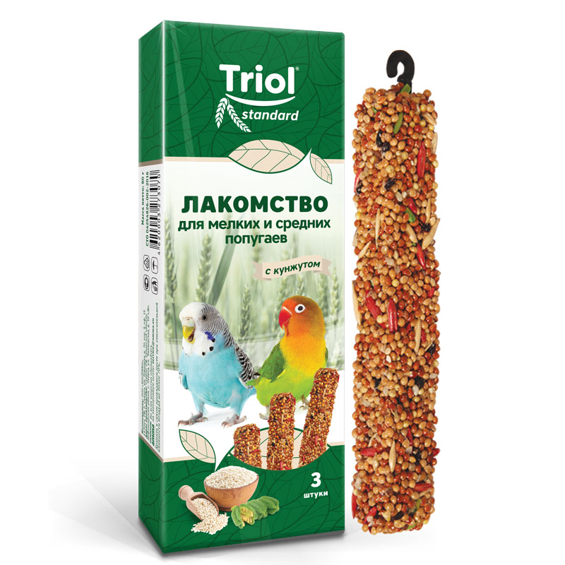 Палочки для мелких и средних попугаев с КУНЖУТОМ Триол standart, 3шт,115г