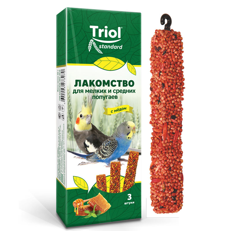 Палочки для мелких и средних попугаев с МЁДОМ Триол standart, 3шт,115г
