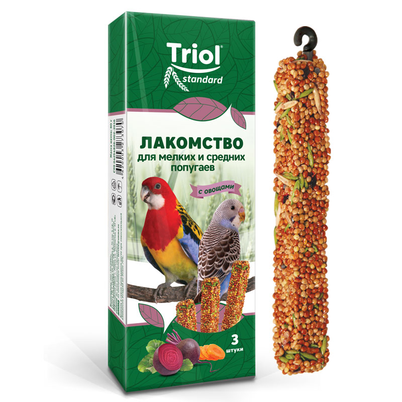 Палочки для мелких и средних попугаев с ОВОЩАМИ Триол standart, 3шт,115г