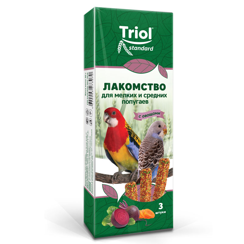 Палочки для мелких и средних попугаев с ОВОЩАМИ Триол standart, 3шт,115г