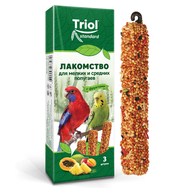 Палочки для мелких и средних попугаев с ФРУКТАМИ Триол standart,3шт,115гт