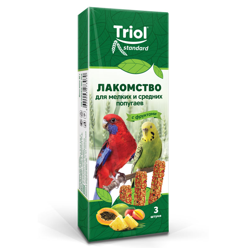 Палочки для мелких и средних попугаев с ФРУКТАМИ Триол standart,3шт,115гт