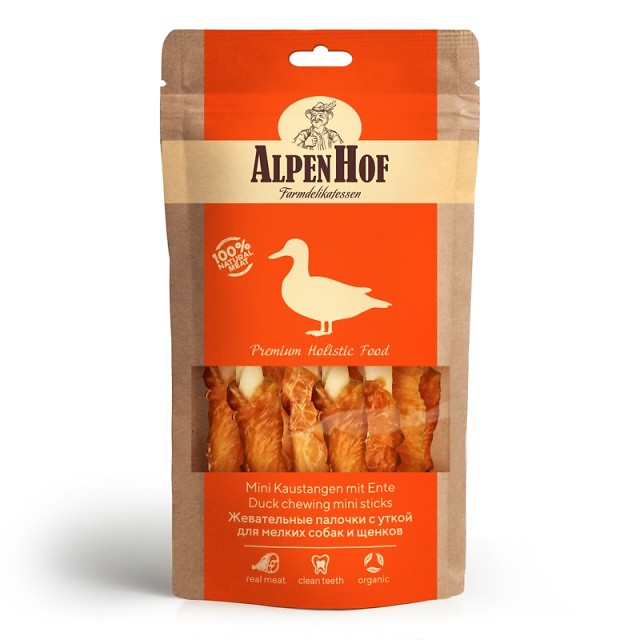 AlpenHof Лакомство Жевательные палочки с уткой для мелких собак и щенков 50 г. A516 0,065 кг 64707