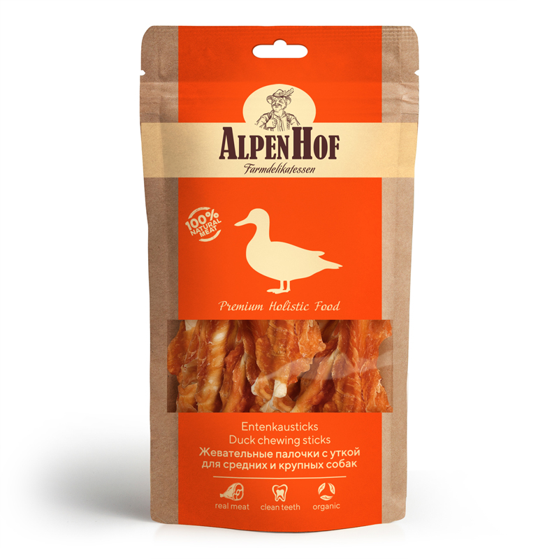 AlpenHof Лакомство Жевательные палочки с уткой для средних и крупных собак 80 г. A531 0.095 кг 64722