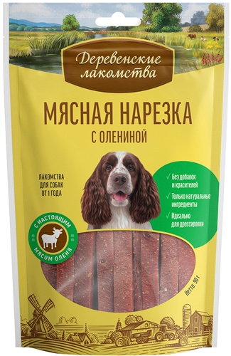 Деревенские лакомства 79208948 для собак Мясная нарезка с олениной 90г, 93173