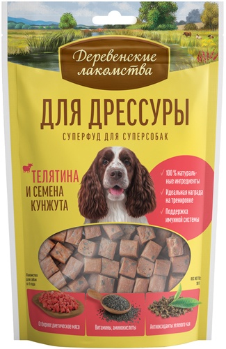 Деревенские лакомства ВИА Лакомства ДЛЯ ДРЕССУРЫ Телятина и семена кунжута 79212839 0,090 кг 63513