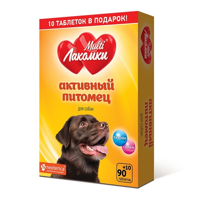 MultiЛакомки витаминное лакомство для взрослых собак всех пород, с L-карнитином 100 таб