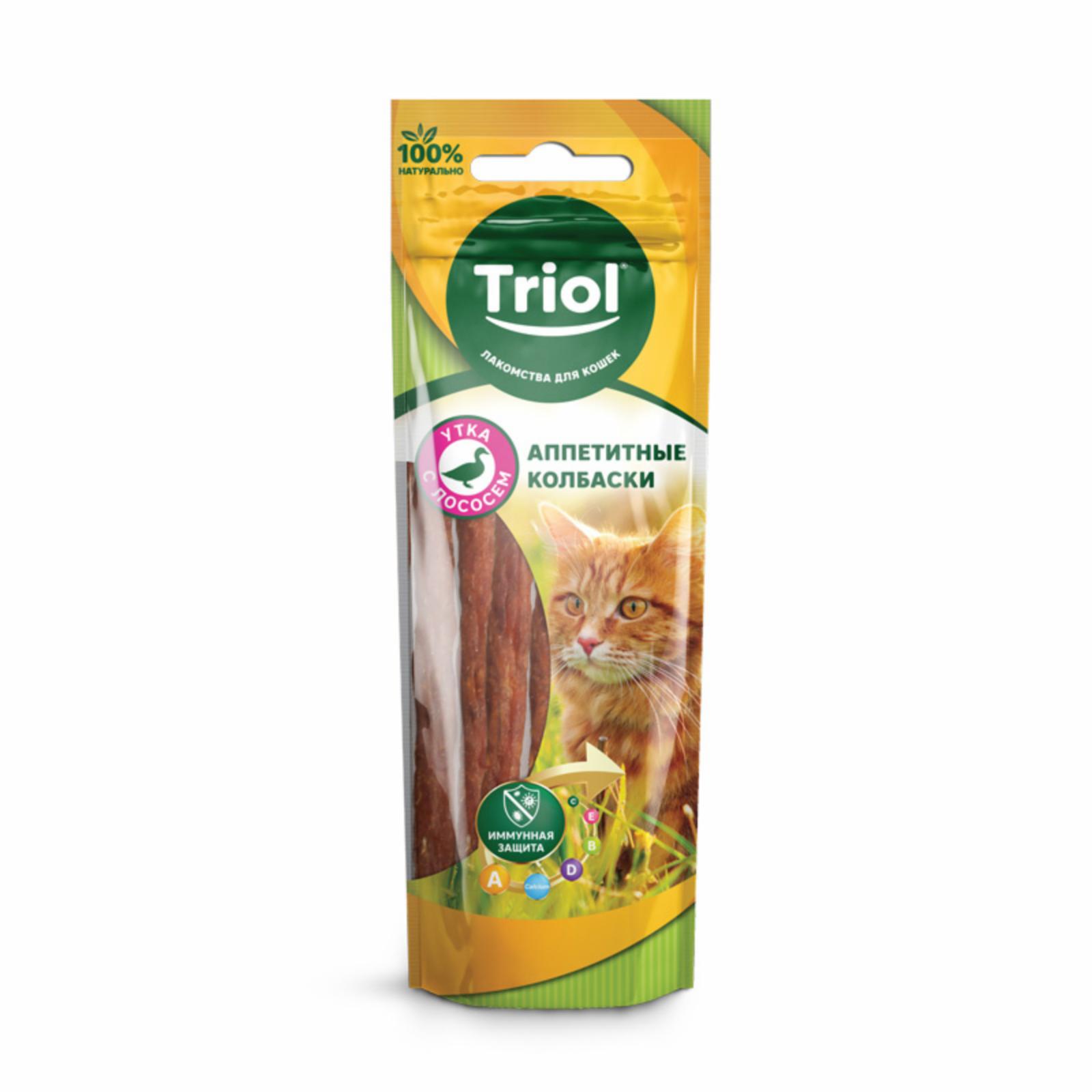 Triol (лакомства) Аппетитные колбаски из утки с лососем для кошек 40г 20171002 0,040 кг 42683