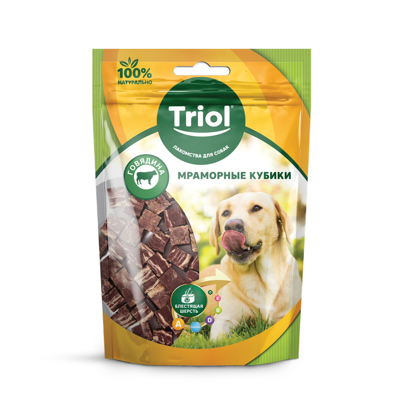 Triol (лакомства) Мраморные кубики из говядины для собак 70г 10171040 0,070 кг 42675