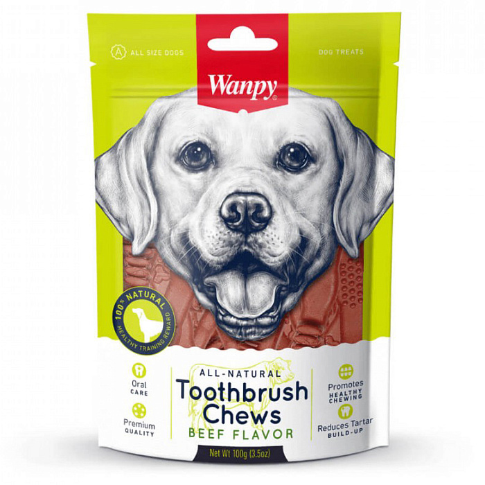 Wanpy Dog Лакомство для собак Зубные щетки со вкусом говядины 100 г, DB-16