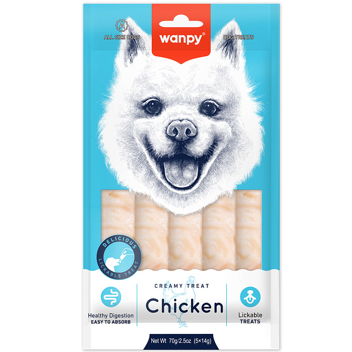 Wanpy Dog Крем лакомство для собак нежное пюре из курицы 70 г, RA-58