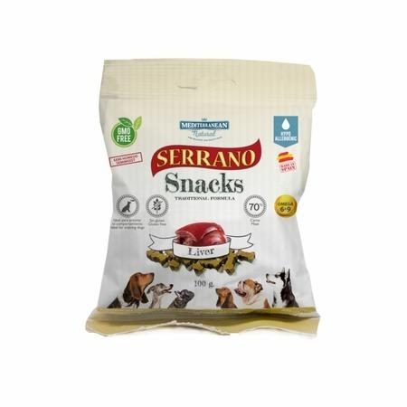 Serrano Snacks лакомство для взрослых собак всех пород, с высокой активностью, снеки, печень 100 гр