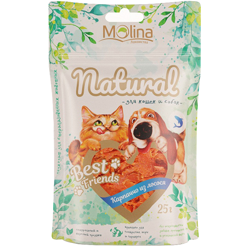 Молина BEST FRIENDS для кошек и собак Карпаччо из лосося, 25 г