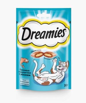 Dreamies лакомство для кошек, подушечки с лососем 30 гр