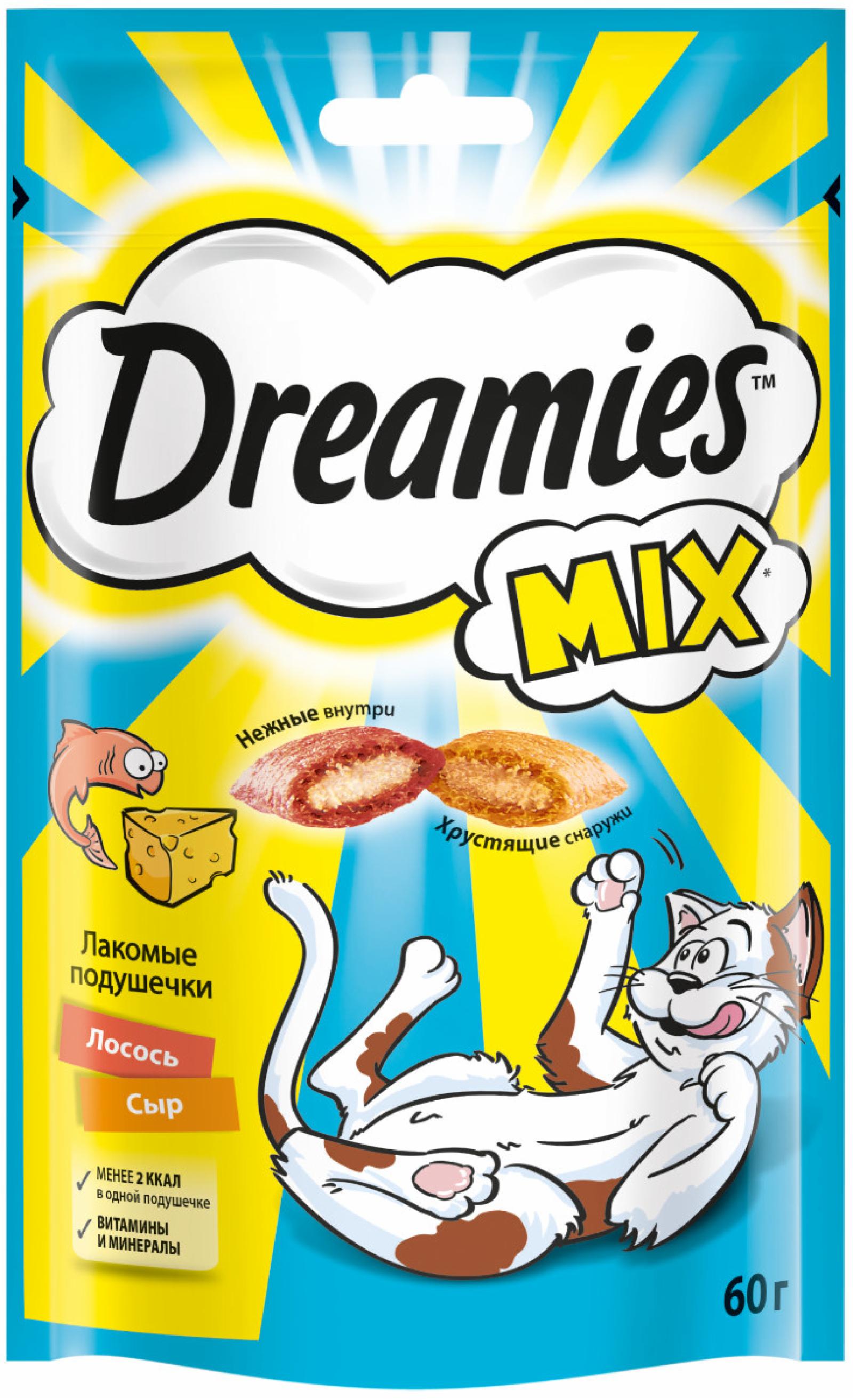 Dreamies Лакомство Dreamies MIX для взрослых кошек с лососем и сыром 60г 10236787 0.060 кг 44663