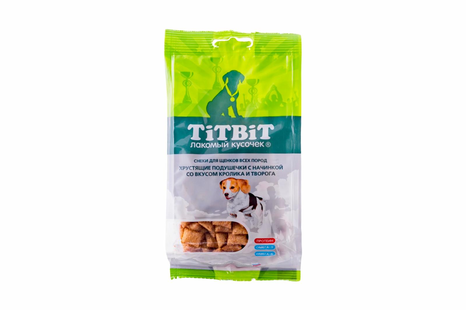 TiTBiT Хрустящие подушечки для Щенков с начинкой со вкусом кролика и творога 012796 0.095 кг 38455