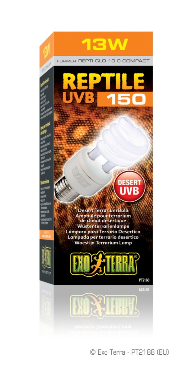 Лампа EXO TERRA REPTI GLO  Compact 13 Вт  10.0  (UVB150), сильное излучение, для рептилий зон пустынь