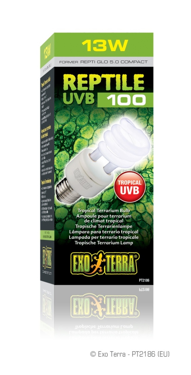 Лампа Reptile UVB100 former UVB5.0 Compact, 13 W для тропического террариума PT2186 (H221863)