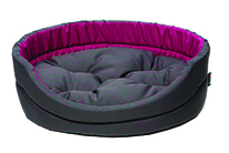 Лежанка COMFY  FANCY  XS серая с красной отделкой  (42х34х14 см)
