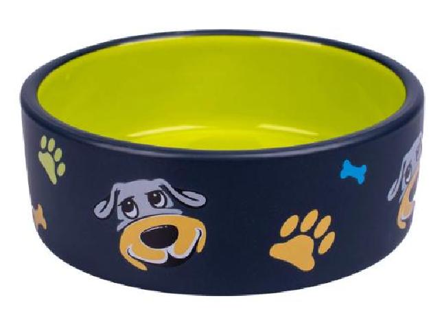КерамикАрт миска керамическая для собак черная с салатовым 400 мл